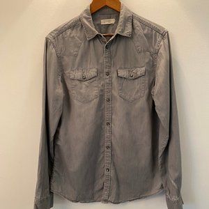 AllSaints Men's Size M Roxon Gray Denim Shirt